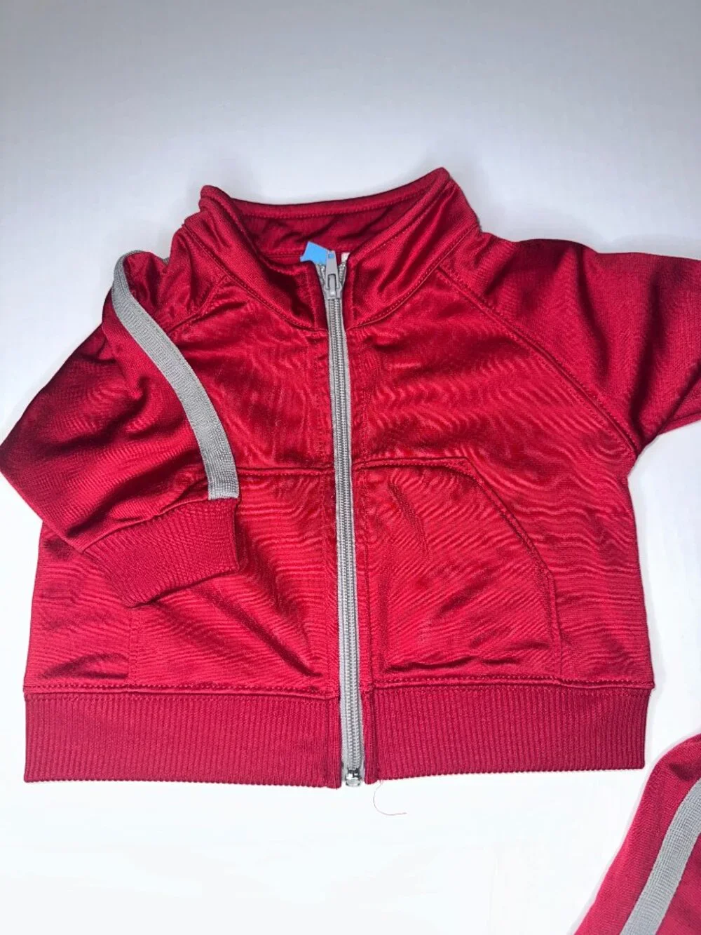 Track Suit Set 2pc Red Gray Zip Jacket & Pants Size 0-6 Months 1999 GYMBOREE VTG